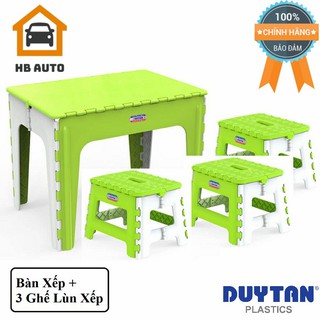 Combo Bàn Xếp Ăn Uống Duy Tân No.947 và Ba Ghế Lùn Xếp Duy Tân No.944