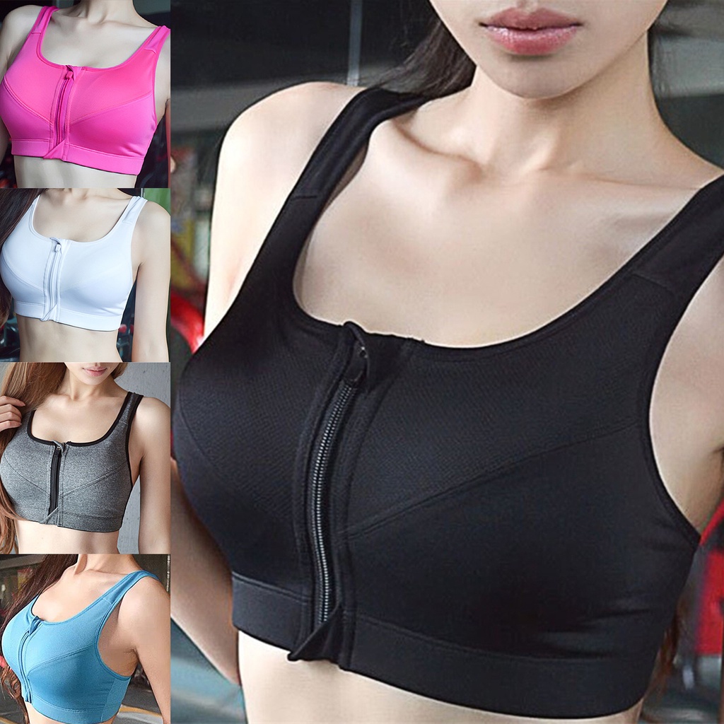 Áo Ngực Thể Thao Cổ Chữ U Chống Sốc Có Khóa Kéo Trước Cho Tập Luyện