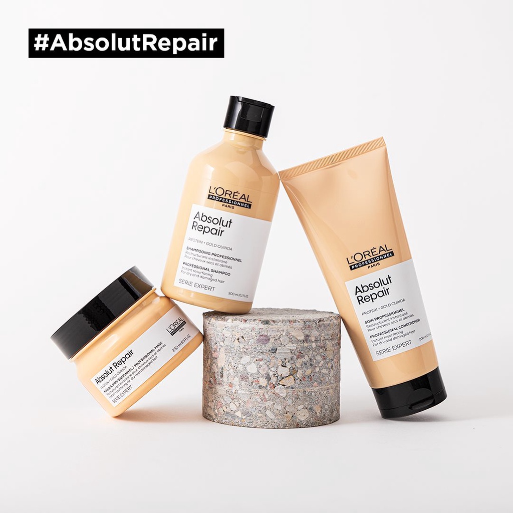 Dầu Gội, Xả  L’Oréal Professionnel Phục Hồi Hư Tổn Toàn Diện Serie Expert Absolut Repair Gold Quinoa + Protein Shampoo