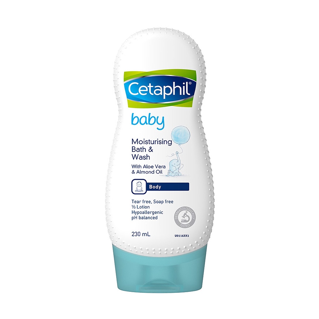 Sữa tắm dưỡng ẩm cho bé Cetaphil Baby Moisturing Bath &amp; Wash - Chiết xuất Lô Hội và Dầu Hạnh Nhân 230ml/chai