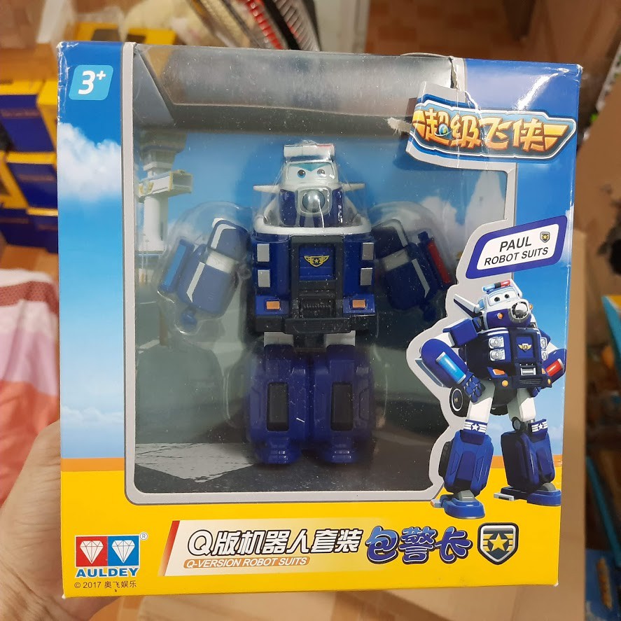 SUPER WINGS đội bay siêu đẳng Mô hình máy bay mini Cảnh Sát Paul ROBOT BIẾN HÌNH kết hợp xe cứu hộ nhỏ