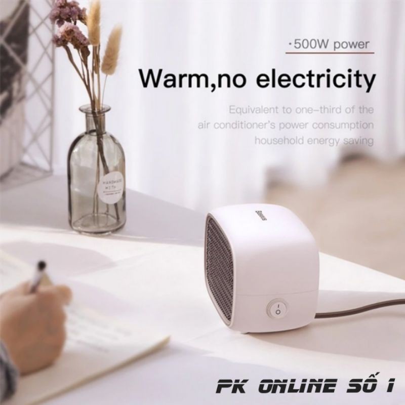 Máy sưởi ấm Baseus mini công suất 500W thích hợp cho gia đình hoặc văn phòng