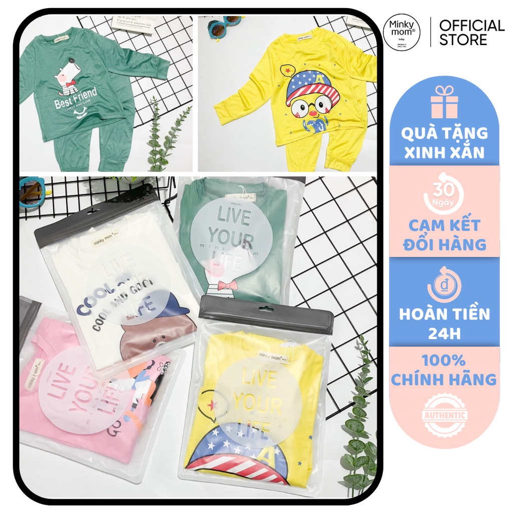 [SZ ĐẠI] Bộ Quần Áo Bé Gái, Bé Trai Minky Mom Hoạ Tiết Gấu Cool, Bộ Dài Tay Thun Lạnh Cho Bé Mặc Nhà THU ĐÔNG MKMTD2234