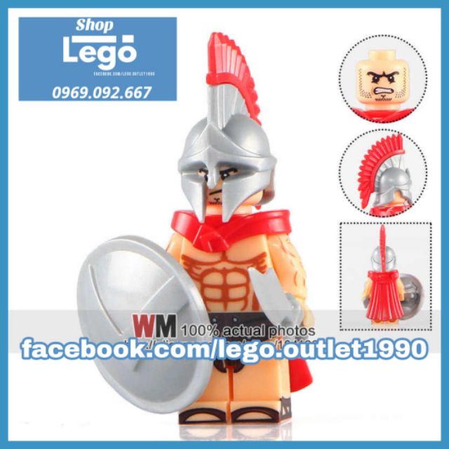 Xếp hình Spartacus Gladiator Chiến binh bộ binh kiếm bạc Lego Minifigures Xinh X0164 xh649