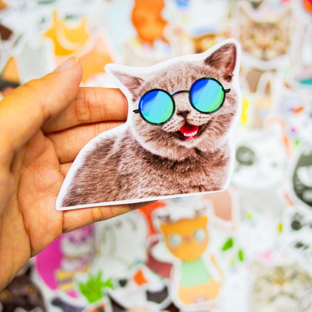 MÈO CATS - hộp set 100 sticker decal hình dán dễ thương, trang trí nón bảo hiểm , laptop, xe máy, ô tô - STICKER FACTORY