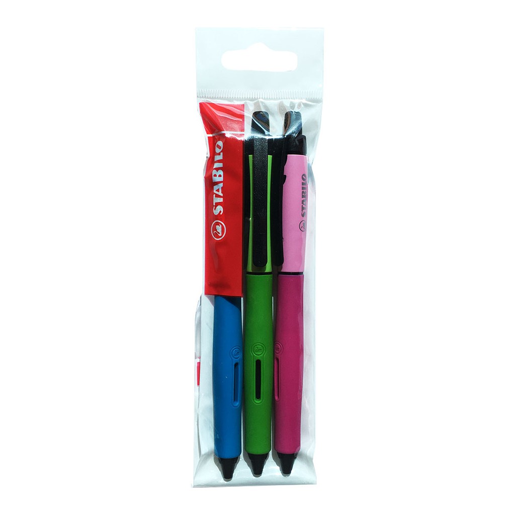 Bộ 3 cây bút bi mực gel STABILO Palette 268XF ( xanh+đỏ+đen )