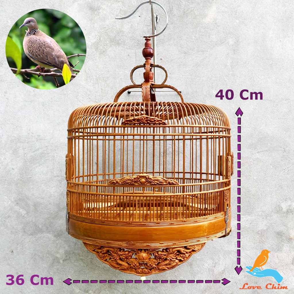 Lồng chim Cu Gáy, Lồng Cu Gáy đục đẹp - chất liệu trúc già , Lồng chim đẹp LOVECHIM