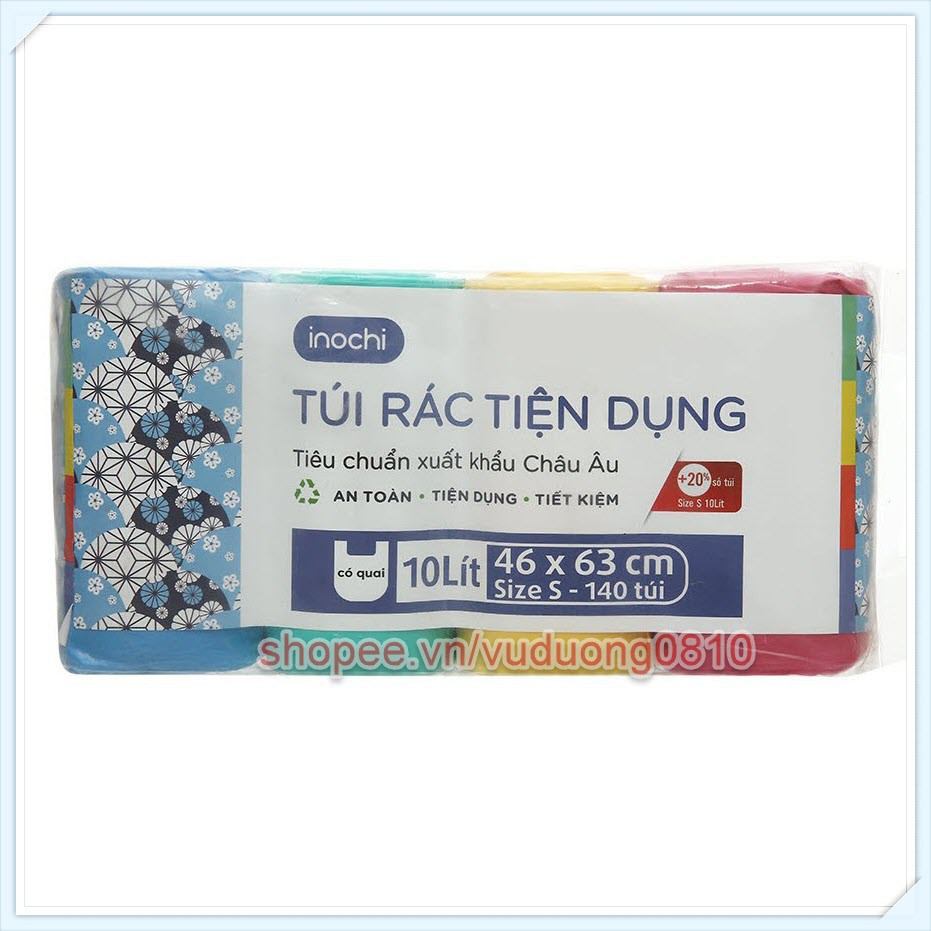 Lô 4 cuộn túi rác Inochi tiện dụng (nhiều màu)