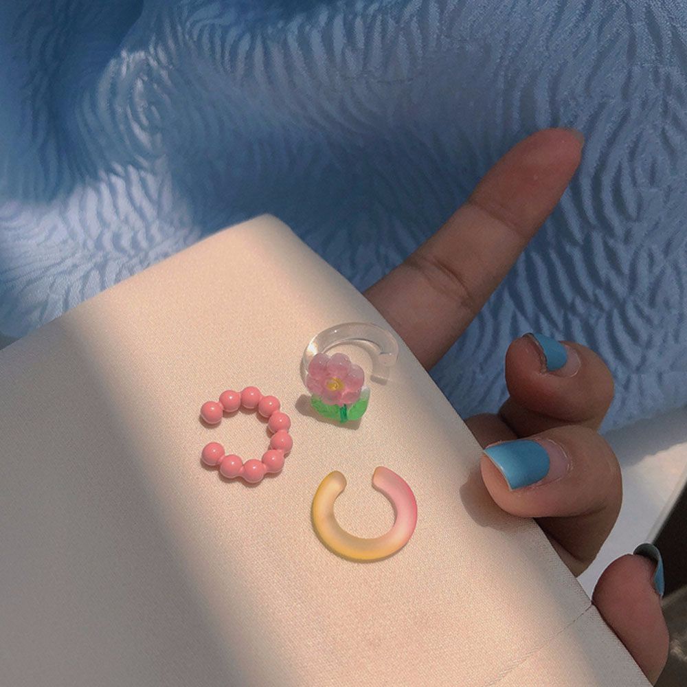 Bộ 3 Khuyên Kẹp Vành Tai Màu Kẹo Ngọt Dễ Thương Nhiều Màu Sắc