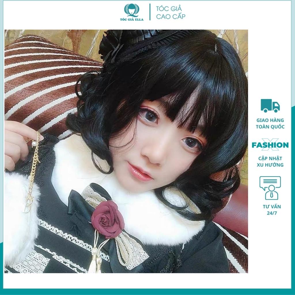 Tóc giả cả đầu ❤️FREESHIP❤️ Tóc giả nguyên đầu víc xoăn ngắn 20cm vàng tây D3038