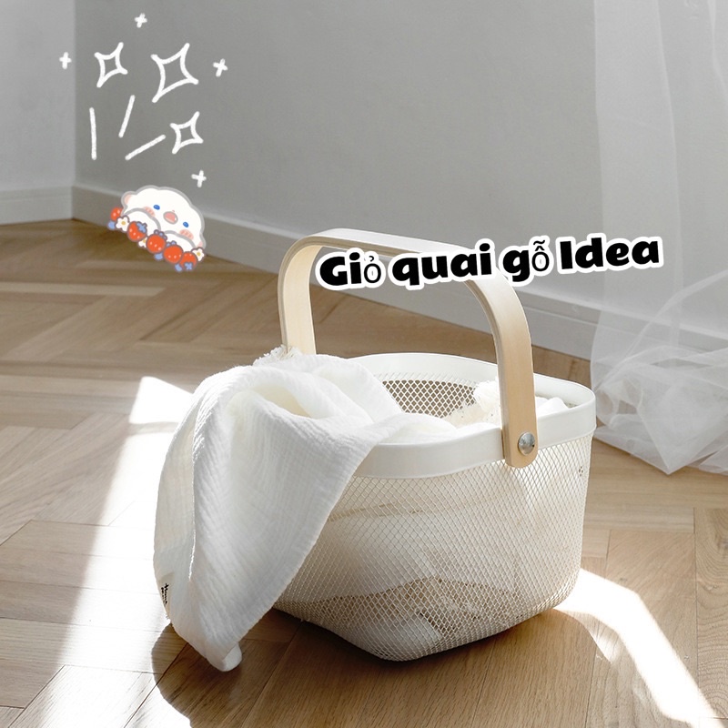 Giỏ lưới qua xách kiểu dáng Hàn Quốc IDEA  Đựng Đồ, Mỹ Phẩm, Hoa Quả tay cầm gỗ kiểu dáng idea