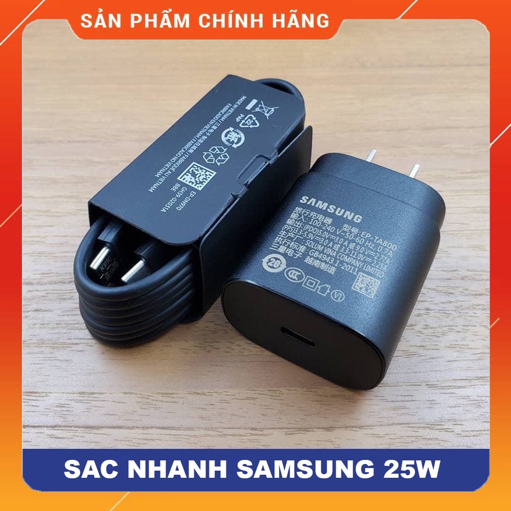 Bộ sạc nhanh ss 25W chính hãng, dây cáp sạc Type C, sạc nhanh và không nóng máy