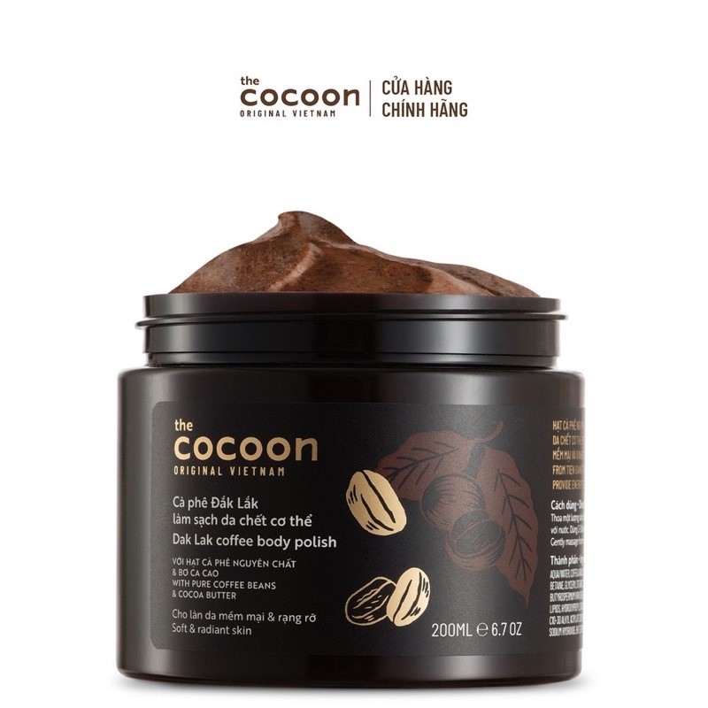 [HÀNG CHÍNH HÃNG]Tẩy Da Chết Cơ Thể Cà Phê Đắk Lắk Cocoon 200ml(Dak lak coffee body polish)