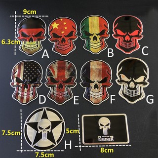 Miếng Dán Logo Xe Hơi Hình Đầu Lâu 3D Bằng Nhôm Kích Thước 1X3