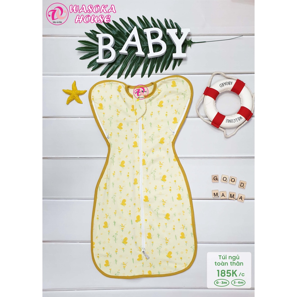 Túi ngủ sơ sinh Goodmama, vải mềm mại kháng khuẩn giúp giữ ấm cơ thể bé chống giật mình