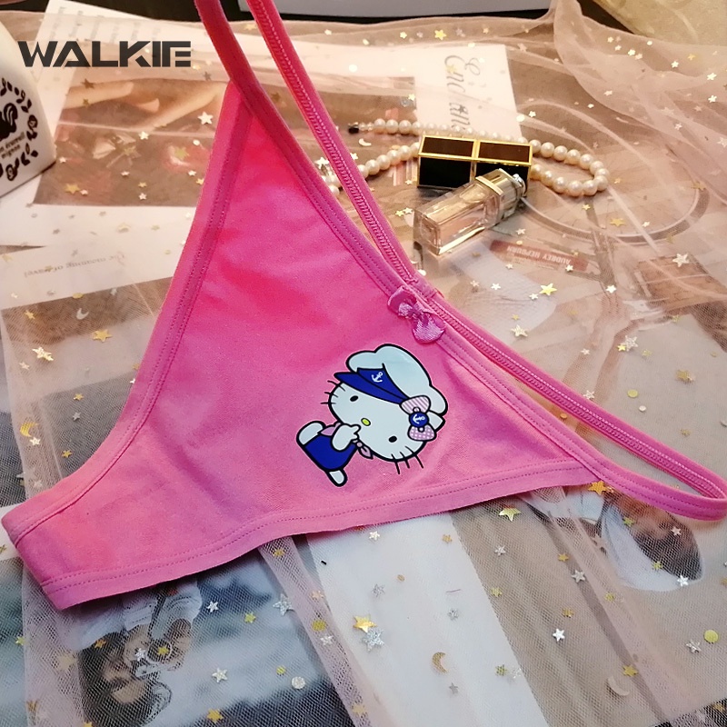 Quần Lót Cotton Mỏng Thắt Nơ In Họa Tiết Hello Kitty Đáng Yêu Thời Trang Mùa Hè Cho Nữ