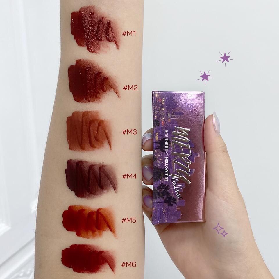 Son kem lì Merzy Bite The Beat Mellow Tint 4g (8 màu M01-M06)vỏ tím