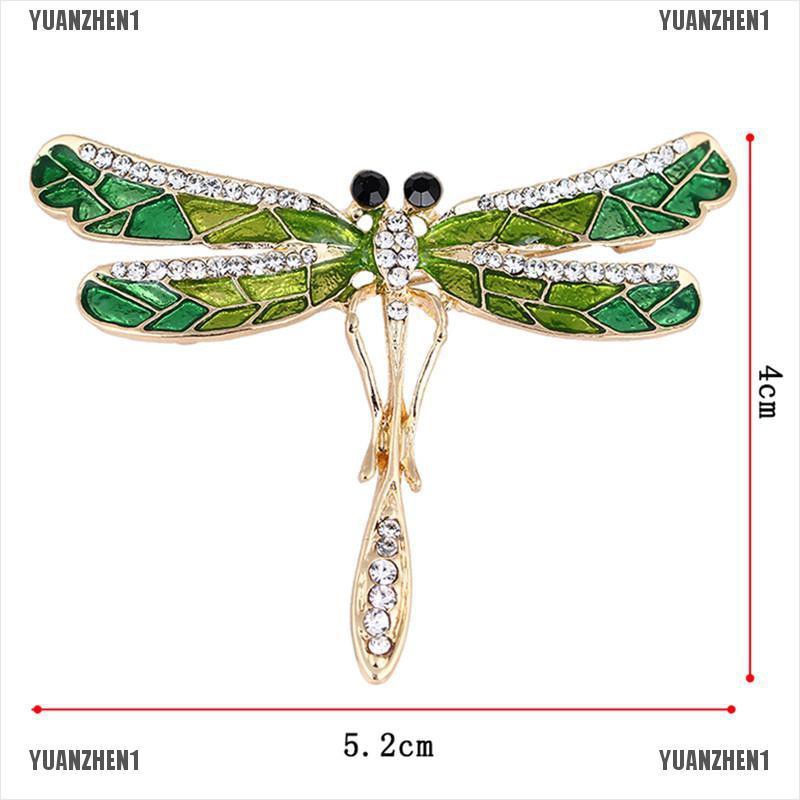 [YUANZHEN1] Trâm Cài Áo Pha Lê Hình Chuồn Chuồn Tráng Men Cho Cô Dâu