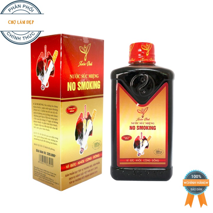 [CAM KẾT CHÍNH HÃNG] Nước Súc Miệng No Smoking – Nước Súc Miệng Cai Thuốc Lá Xuân Vinh 400ml + Tặng móc khoá