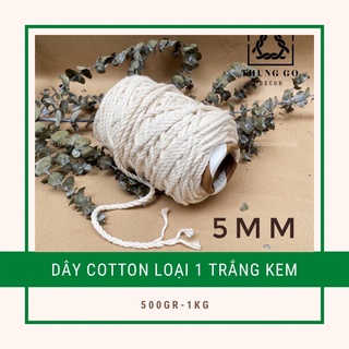 Dây thừng se cotton 5mm màu kem macrame