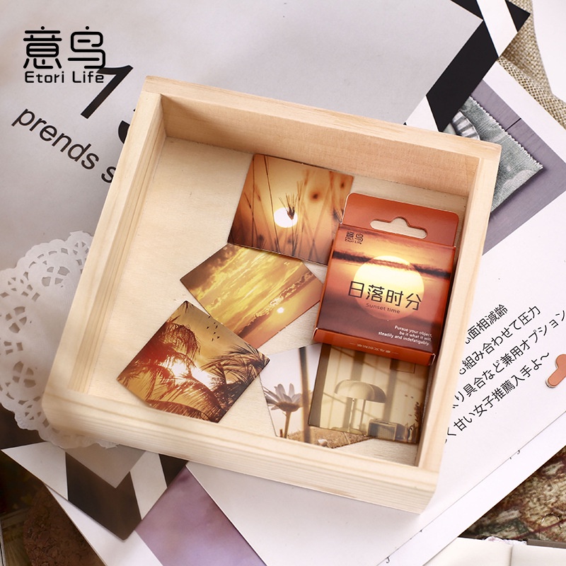 Bộ 46 miếng dán trang trí sổ tay phong cách hoàng hôn