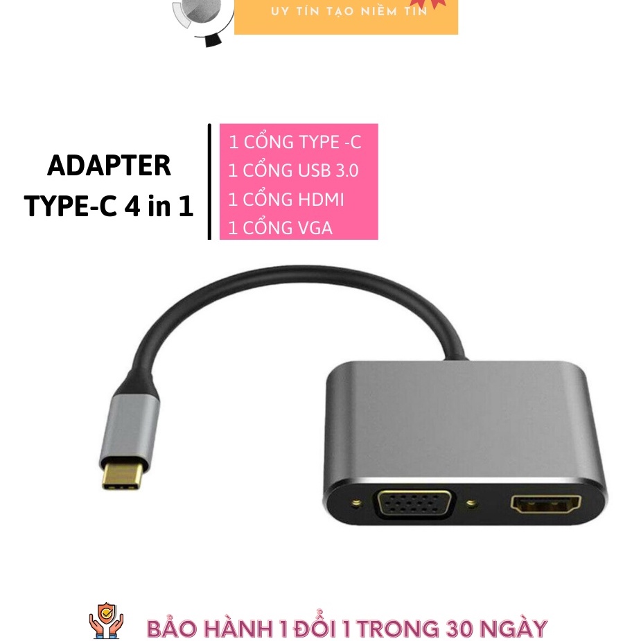 Cáp chuyển USB Type-c ra 4 cổng HDMI/ VGA/ USB và cổng sạc hỗ trợ chế độ Dex - UHV41160