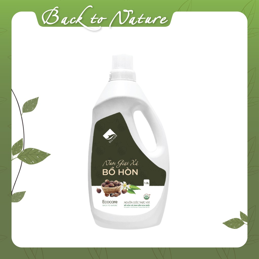 Nước Giặt Xả Hữu Cơ Bồ Hòn tinh dầu Bưởi ECOCARE 1 lít - Bền màu, giữ dáng, làm mềm vải