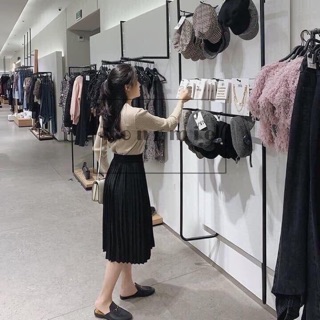 Chân váy xếp li dáng dài
