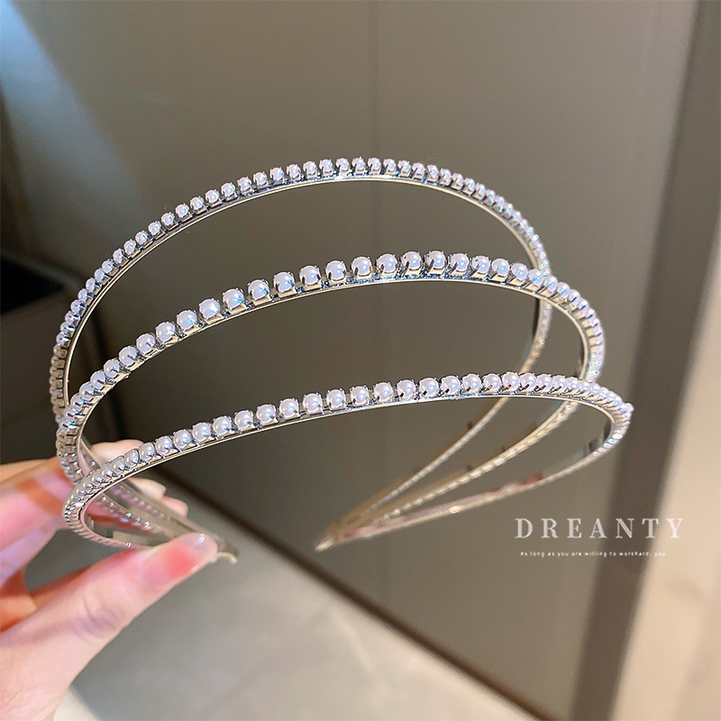 Băng Đô Nhiều Lớp Đính Ngọc Trai Nhân Tạo Thời Trang Cao Cấp