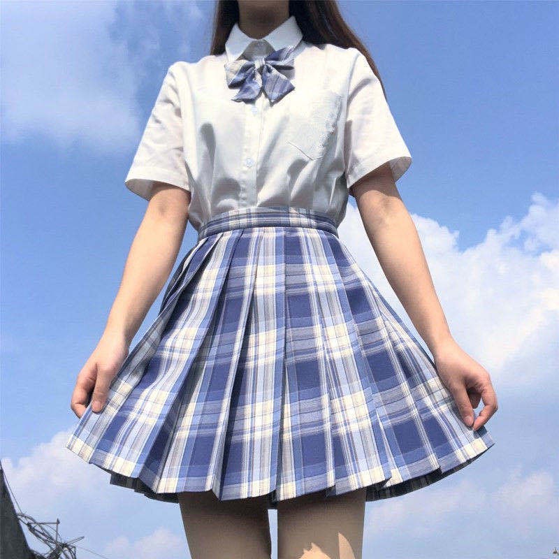 Bộ đồng phục váy jk Nhật Bản đại học chính hãng Hoshino cô gái tâm niệm xếp ly màu tím khói phù hợp với thủy thủ