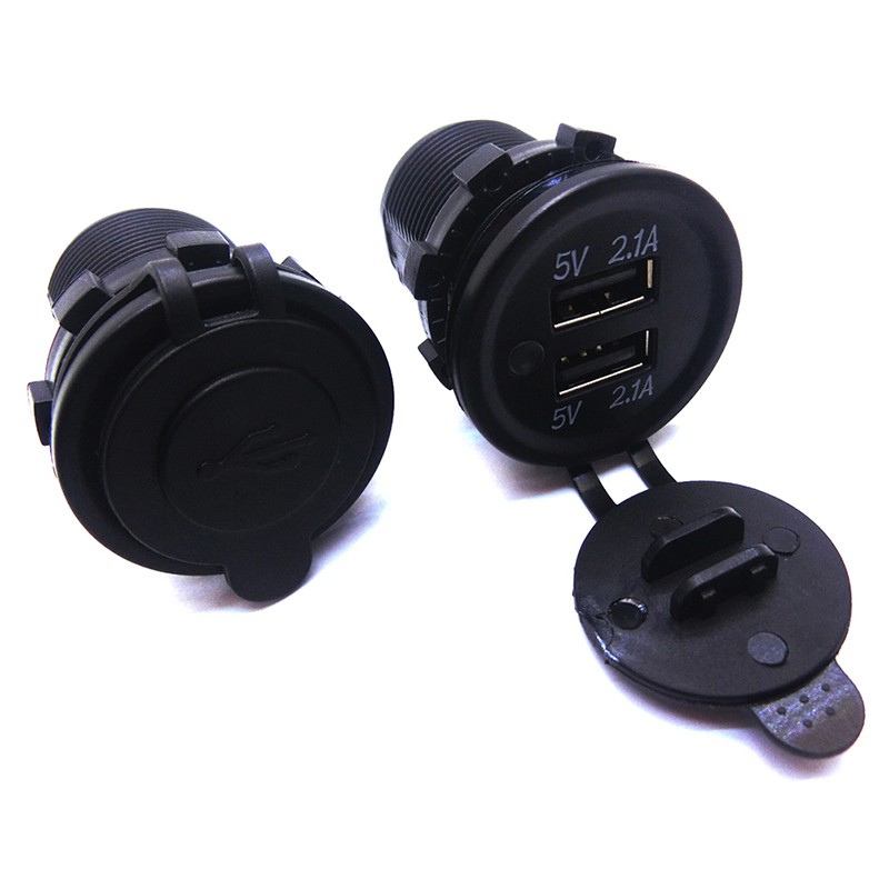 Tẩu cắm sạc 2 cổng USB 1A 2.1A 12V cho xe hơi / xe máy / tàu thuyền