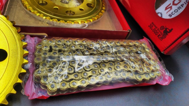 sên nhông đĩa Ex150 Scopion vàng ( cao cấp)