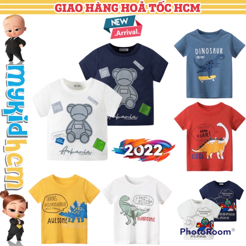 Áo bé trai in hình chú ong KHỦNG LONG MẪU HÈ 2022 ngộ nghĩnh chất cotton mềm mịn