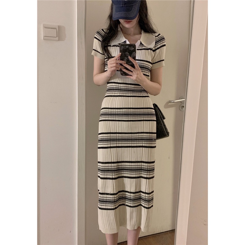 Đầm Dệt Kim Dài Tay Ngắn Dáng Ôm Phong Cách Thời Trang Hàn Quốc Dành Cho Nữ