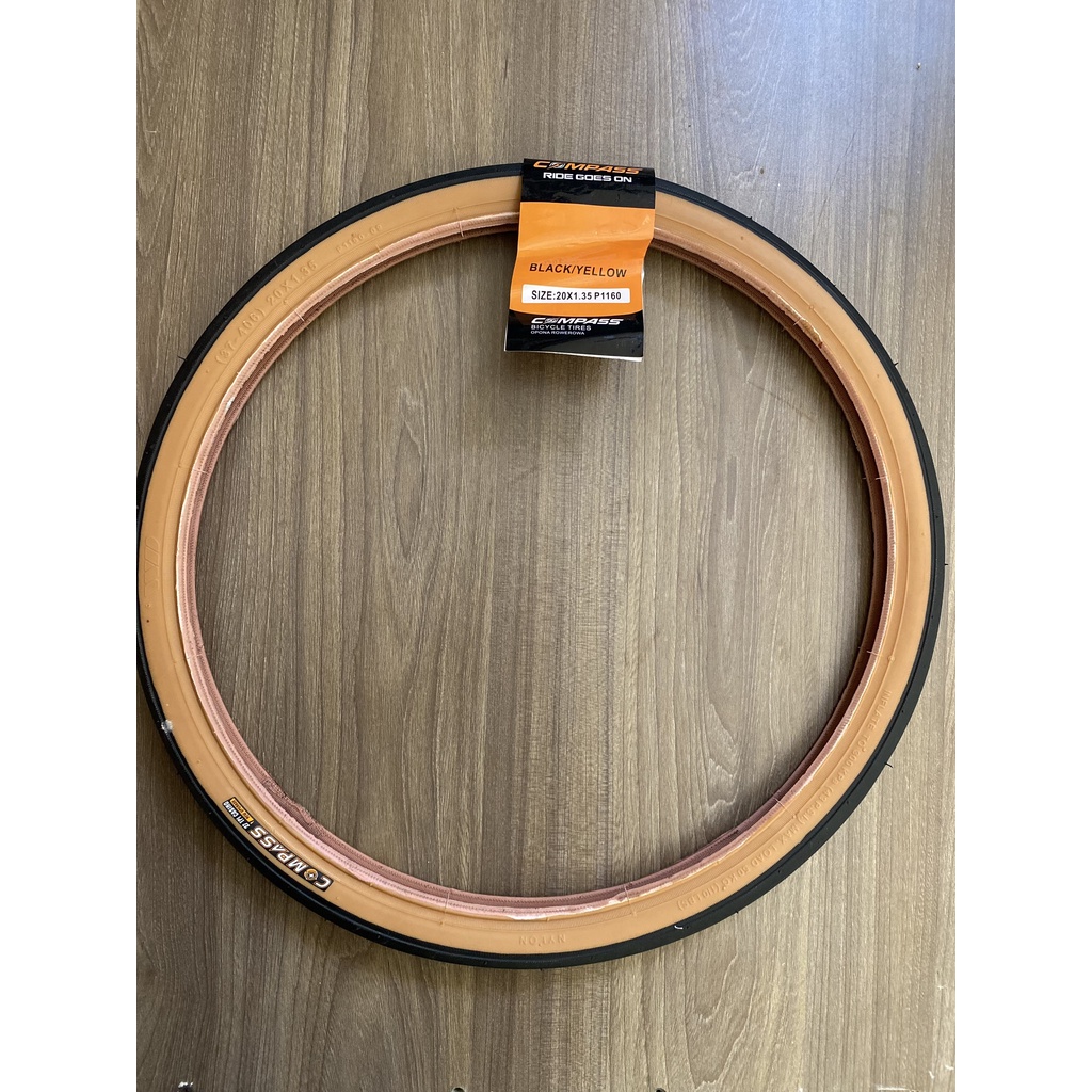 Lốp xe đạp, vỏ xe đạp hông vàng Compass 20inch 406 20X1.35, 451 20x1 3/8