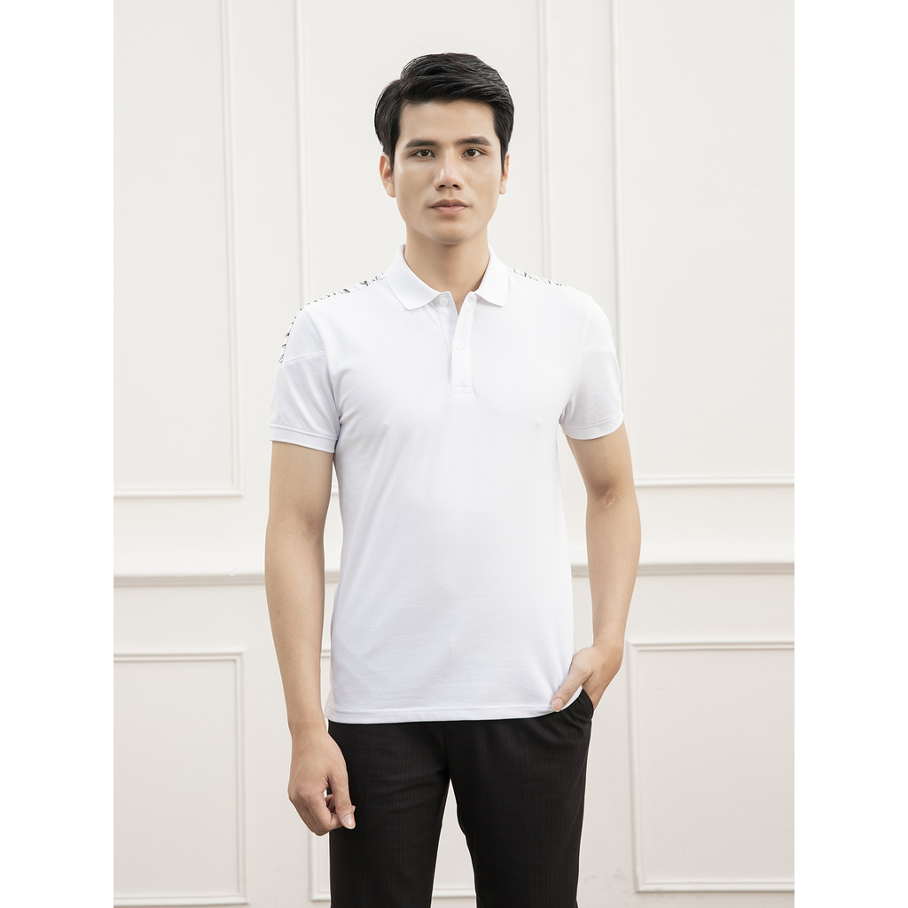 Áo Thun Nam Tay Ngắn Có Cổ Aristino APS021S1 Màu Trắng 6 Phom Slim Fit Chất Liệu Cotton