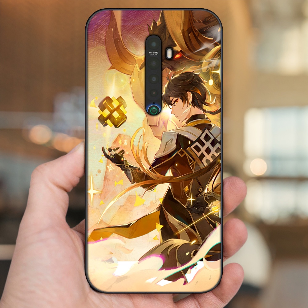 Ốp lưng Oppo Reno 2 viền đen in hình Zhongli Genshin Impact