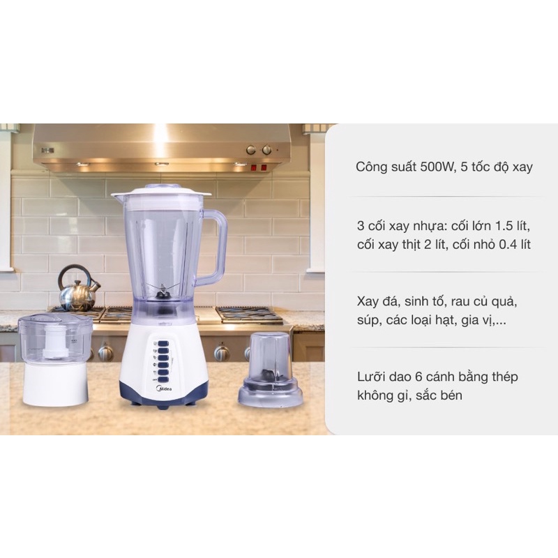 Máy xay sinh tố MIDEA MJ-BL50, (Hàng chính hãng - Bảo hành 12 tháng)