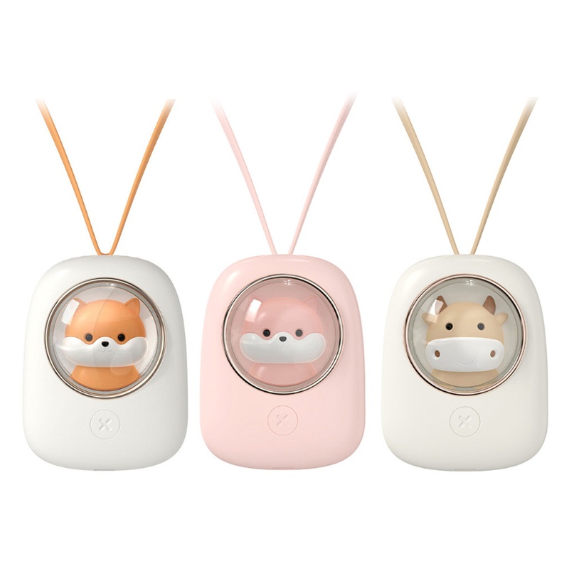 Quạt USB Đeo Cổ Rảnh Tay Họa Tiết Hoạt Hình Dễ Thương Có Thể Sạc Lại