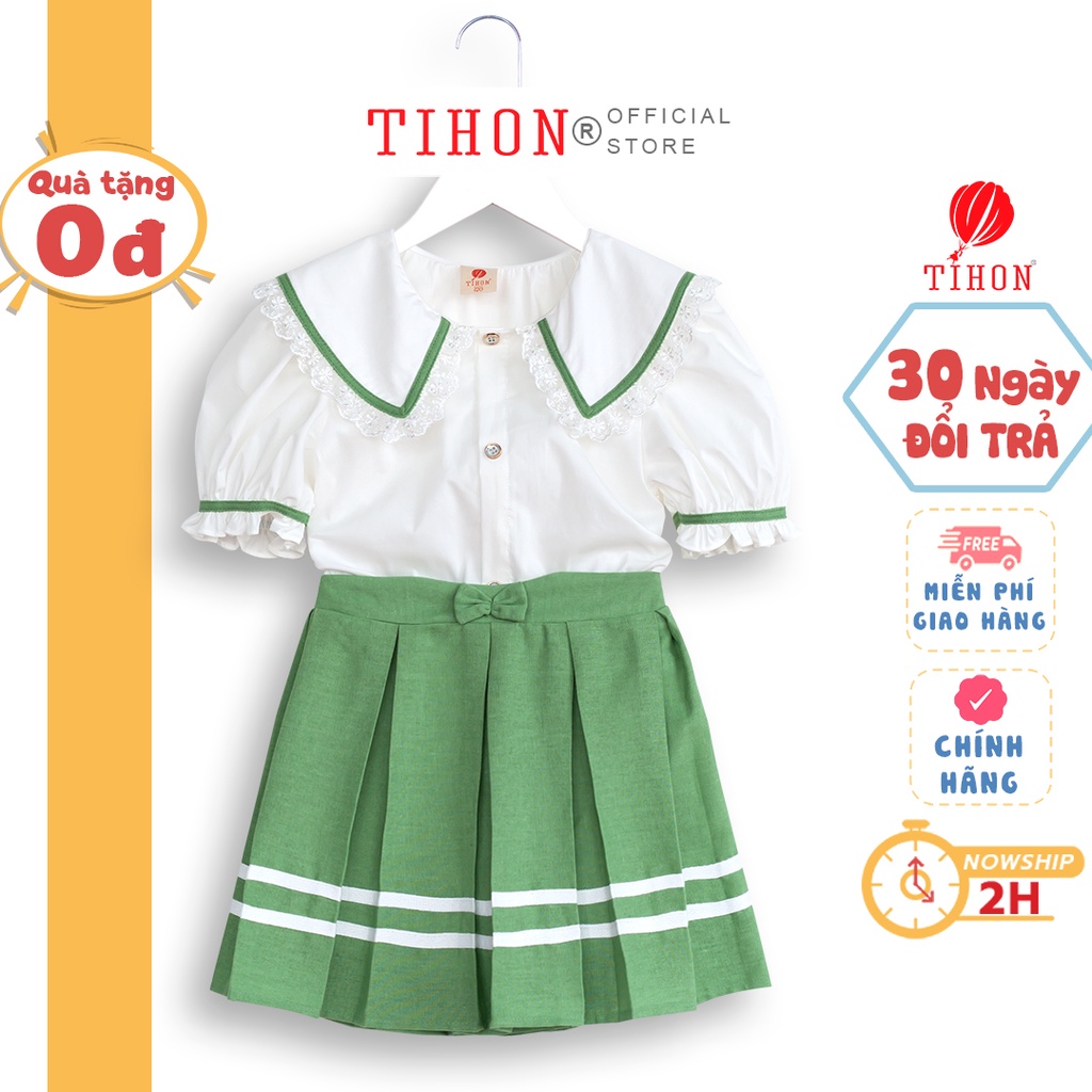 Bộ quần áo chân váy cho bé gái TIHON cao cấp cho bé từ 6 tuổi đến 12 tuổi SET0750255