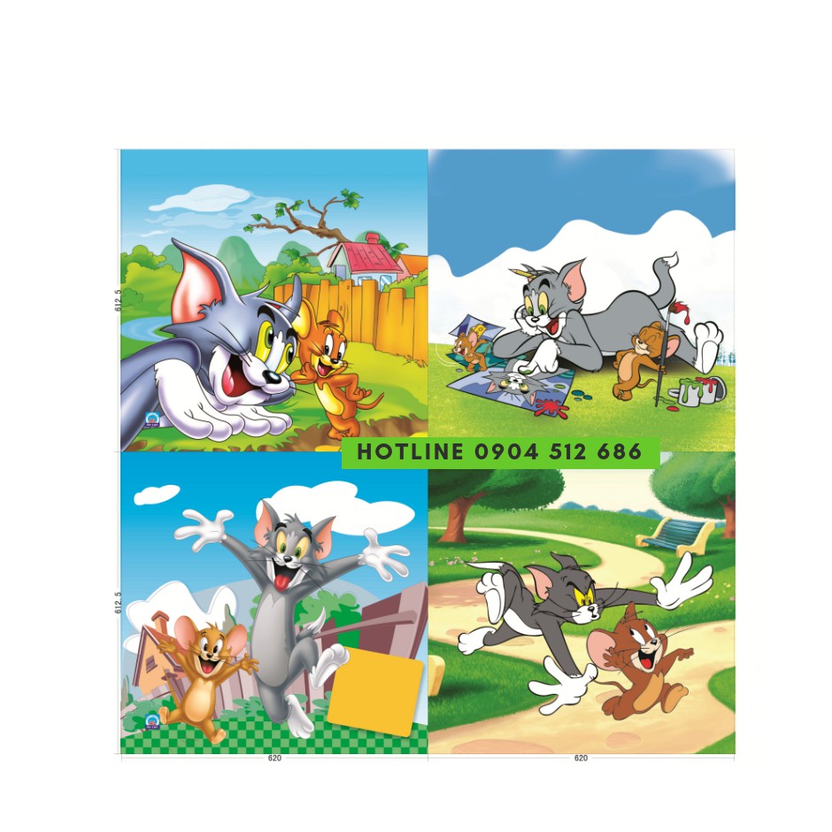 Thảm xốp lót sàn tranh ghép 60x60cm Âu Lạc Việt Nam Bộ Tom và Jerry 4 tấm ghép 60x60cm dày 9-10mm