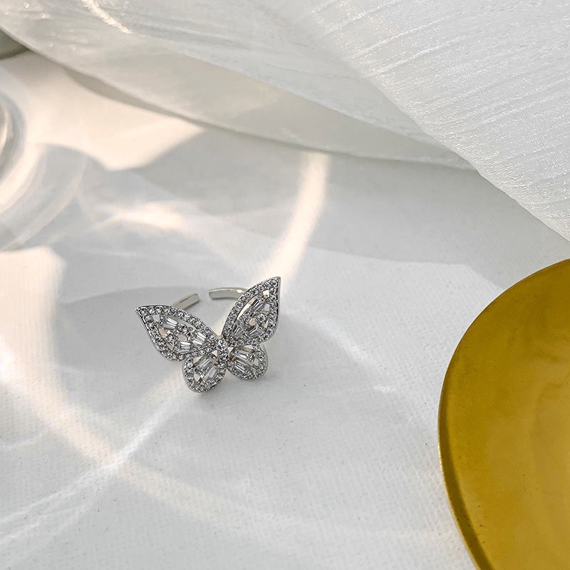 Nhẫn Dạng Hở Hình Bướm Đính Đá Xinh Xắn Dành Cho Nữ