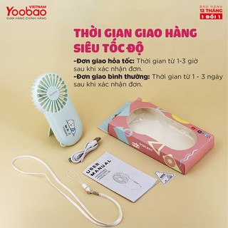 Quạt sạc mini cầm tay yoobao lt-s3152 - kèm giá đỡ để bàn - 3 chế độ gió - hàng chính hãng - bảo hành 12 tháng