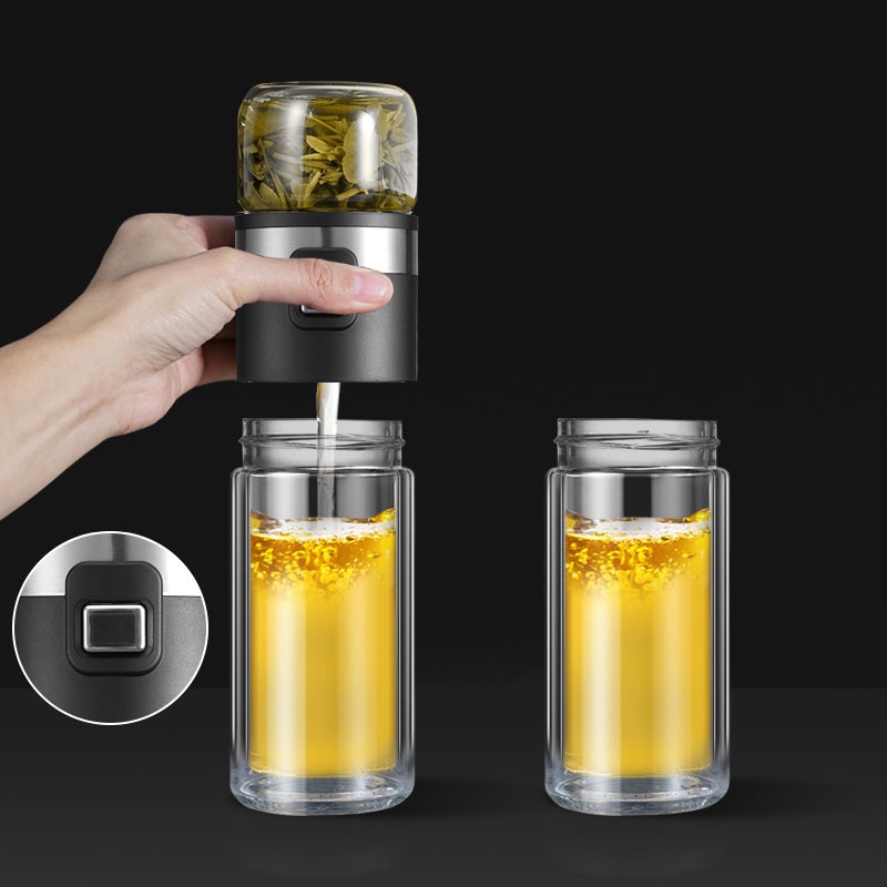 Bình pha trà thuỷ tinh giữ nhệt cao cấp có lõi lọc  dung tích 500ml có lưới lọc cao cấp