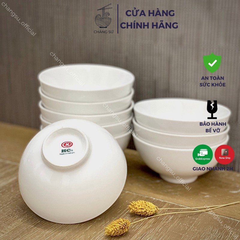 bát ăn cơm sứ trắng trơn tốt cho sức khỏe - CHÀNG SỨ HC011