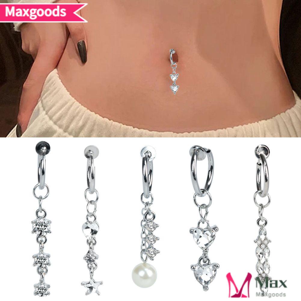 Khuyên Rốn Bằng Thép Không Gỉ Đính Đá Hình Trái Tim Có 5 Kiểu Xỏ Sụn Tai