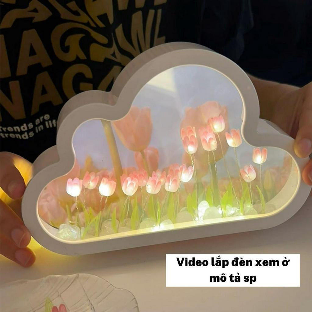 Đèn Hoa Tulip hình Đám Mây Gương Handmade Trang Trí Phòng Ngủ , Phòng Khách , Bàn Làm việc - Quà tặng ý nghĩa