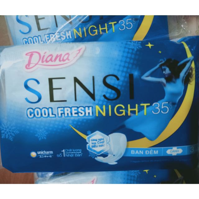 Combo 6 gói Băng Vệ Sinh Diana Sensi Night Cool Fresh 29-35cm 3-4 Miếng