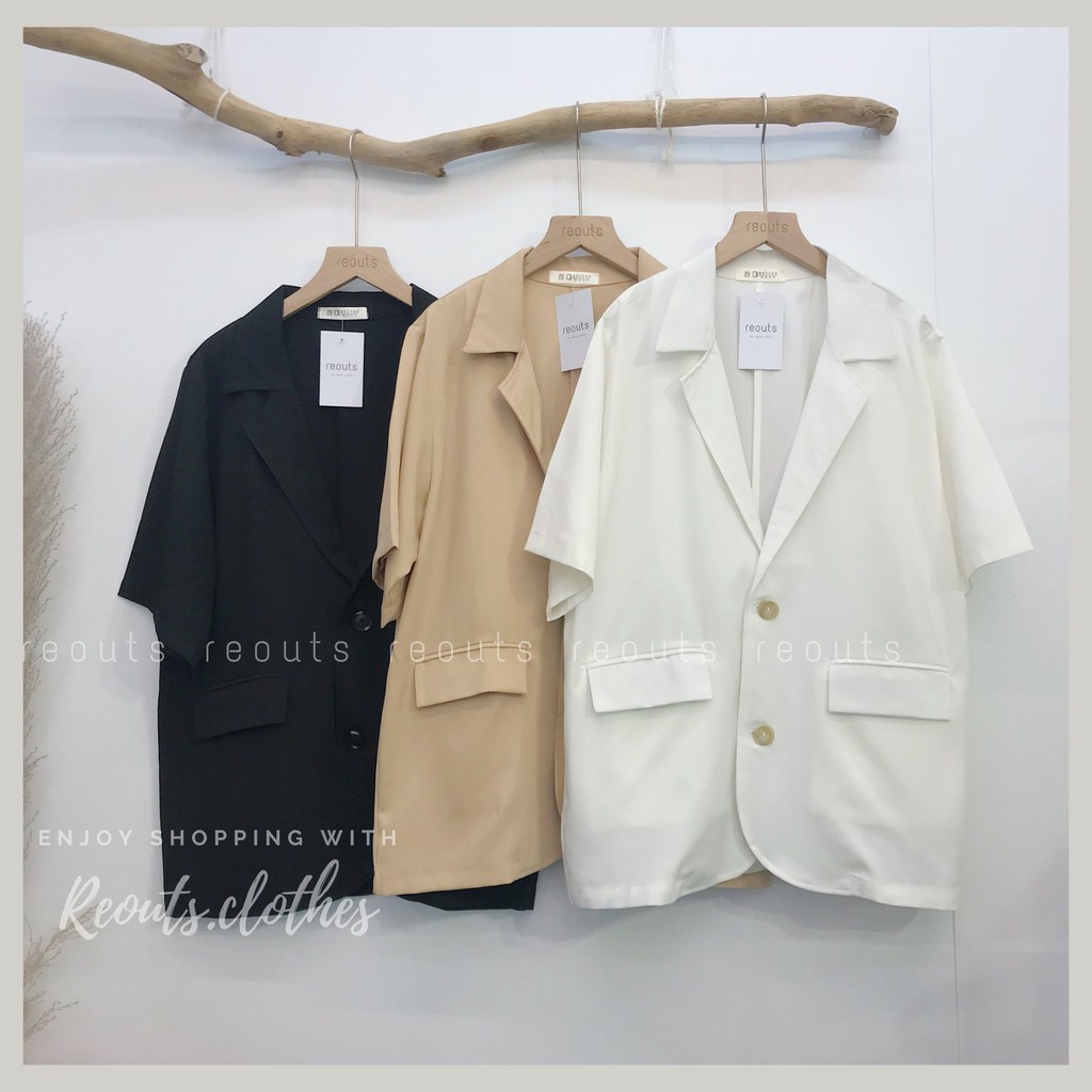 Áo vest nữ tay lỡ Blazer tay lỡ ảnh thật Thời trang nữ Reouts