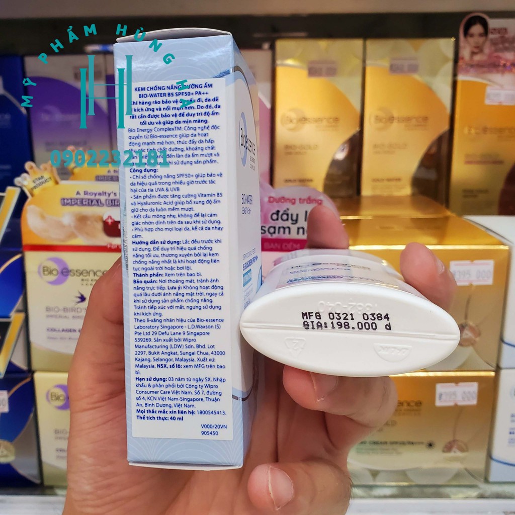 Kem chống nắng Bio Essence, chống nắng, dưỡng ẩm, mịn da Bio Essence B5 Suncreen Spf 50+ 40ml